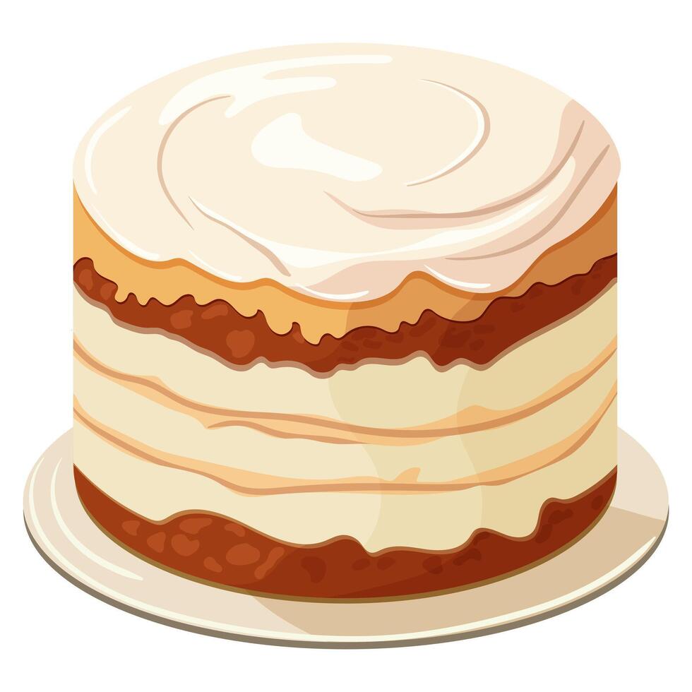 A cake with buttercream. Illustration on a white background. vector