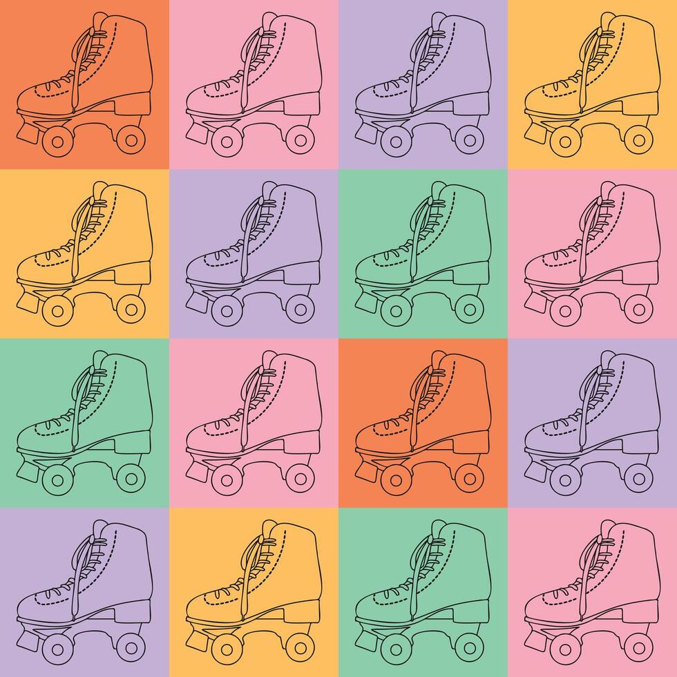 Roller Skate seamless pattern, y2k background vector