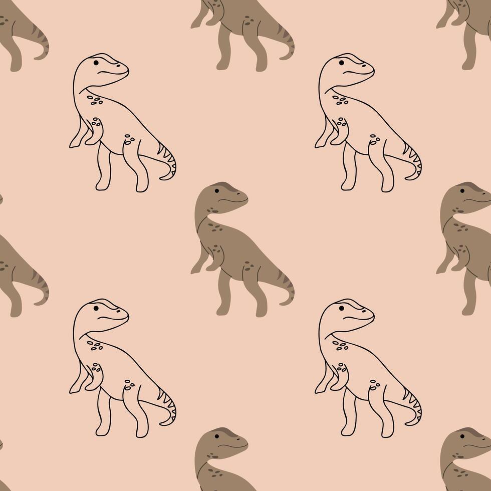 Boho Allosaurus seamless pattern vector