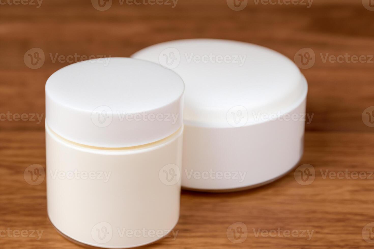 The beautiful mockup showcases good cosmetic packaging for cream containers, emphasizing future cosmetic innovations. photo