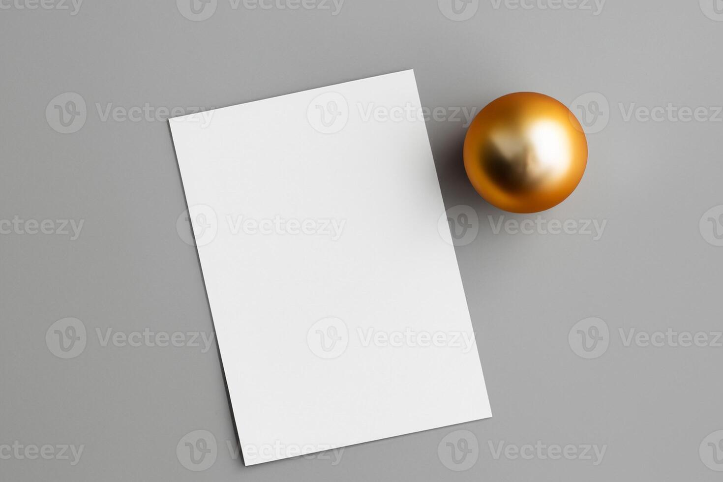 Beautiful Mockup White Card with Christmas Ornaments, A Festive Touch for Your Holiday Greetings photo