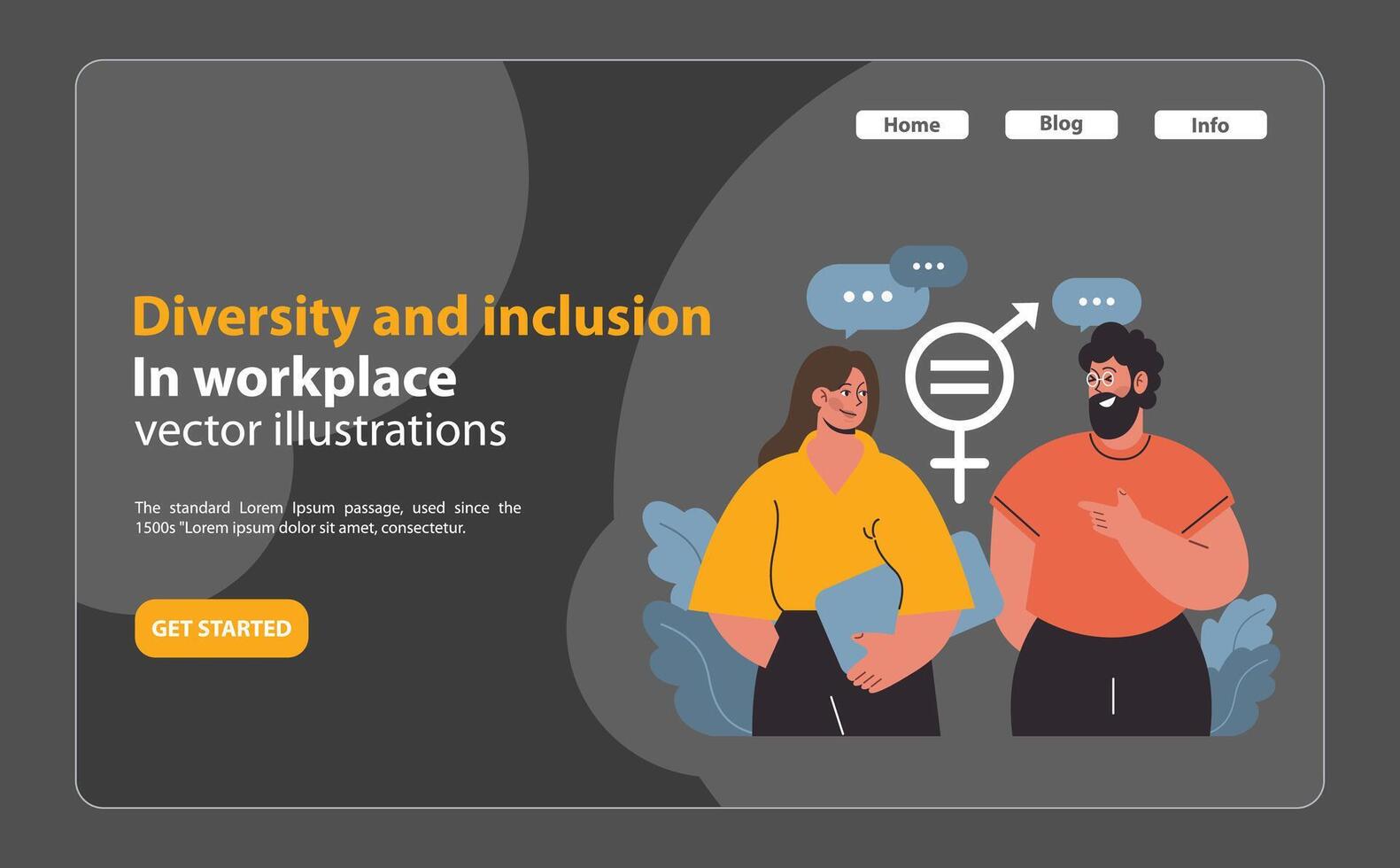 Two colleagues discussing equality. Flat illustration vector