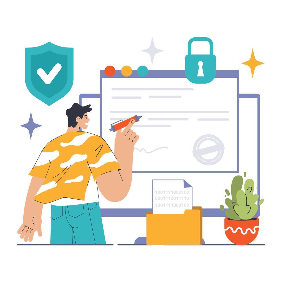 Data encryption. Personal information, internet access or database vector