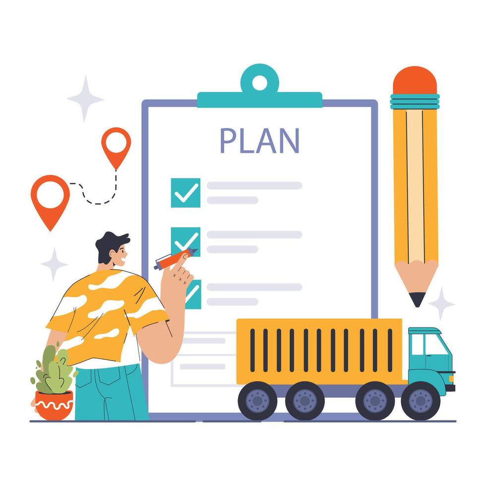 Strategic logistics planning concept. Flat illustration vector