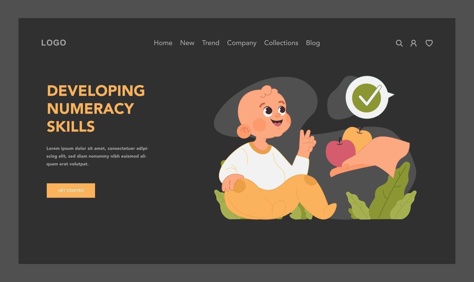Learning numeracy. Flat illustration vector