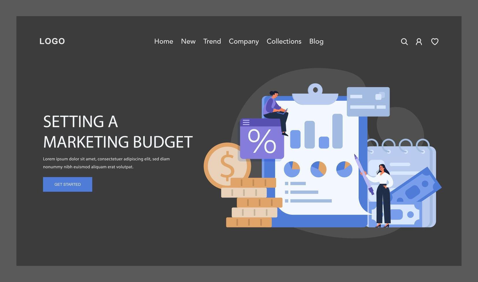 Setting a Marketing Budget concept. Flat illustration vector