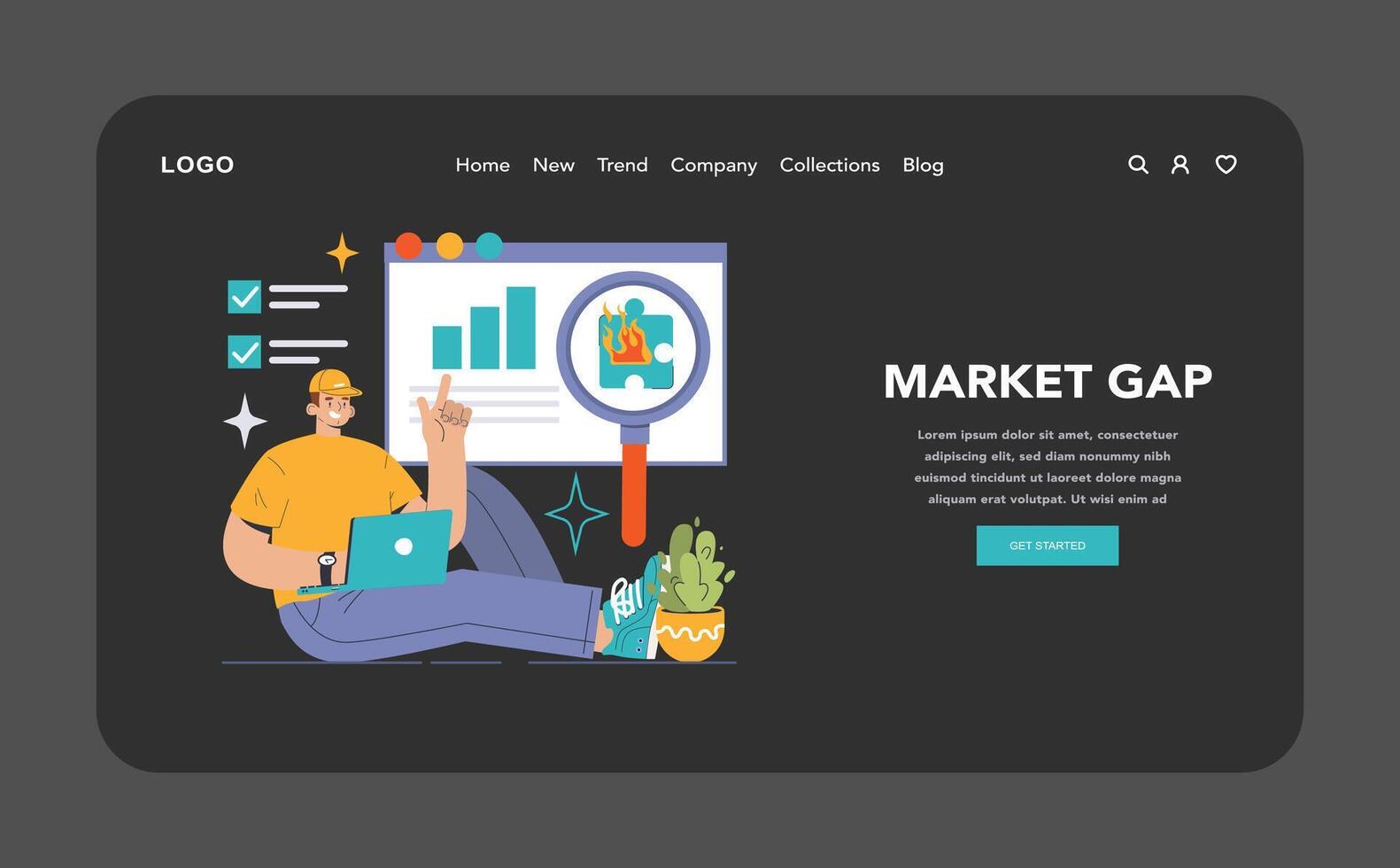 Exploring the Market Gap. Flat illustration vector