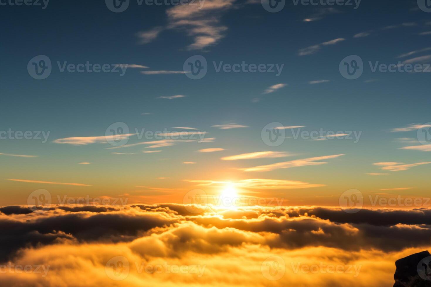 Beautiful Clouds Over the Mountains Create a Harmonious Atmosphere, Painting a Serene and Majestic Scene of Natural Beauty photo