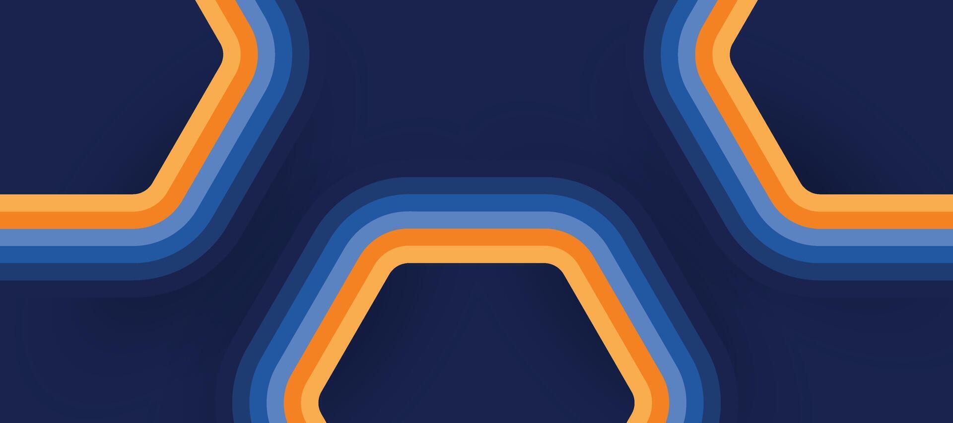 Blue orange lines on blue background. Modern abstract background. vector
