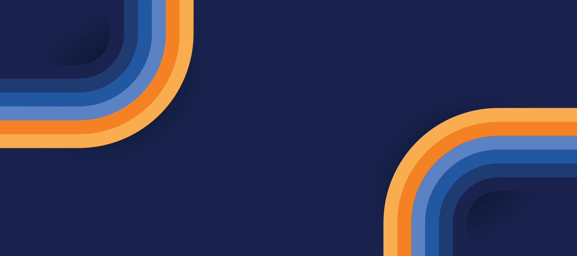 Blue orange lines on blue background. Modern abstract background. vector