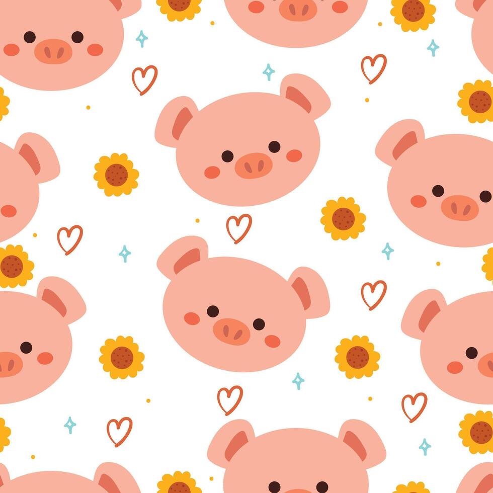 seamless pattern cute cartoon pig. cute animal wallpaper for textile, gift wrap paper vector