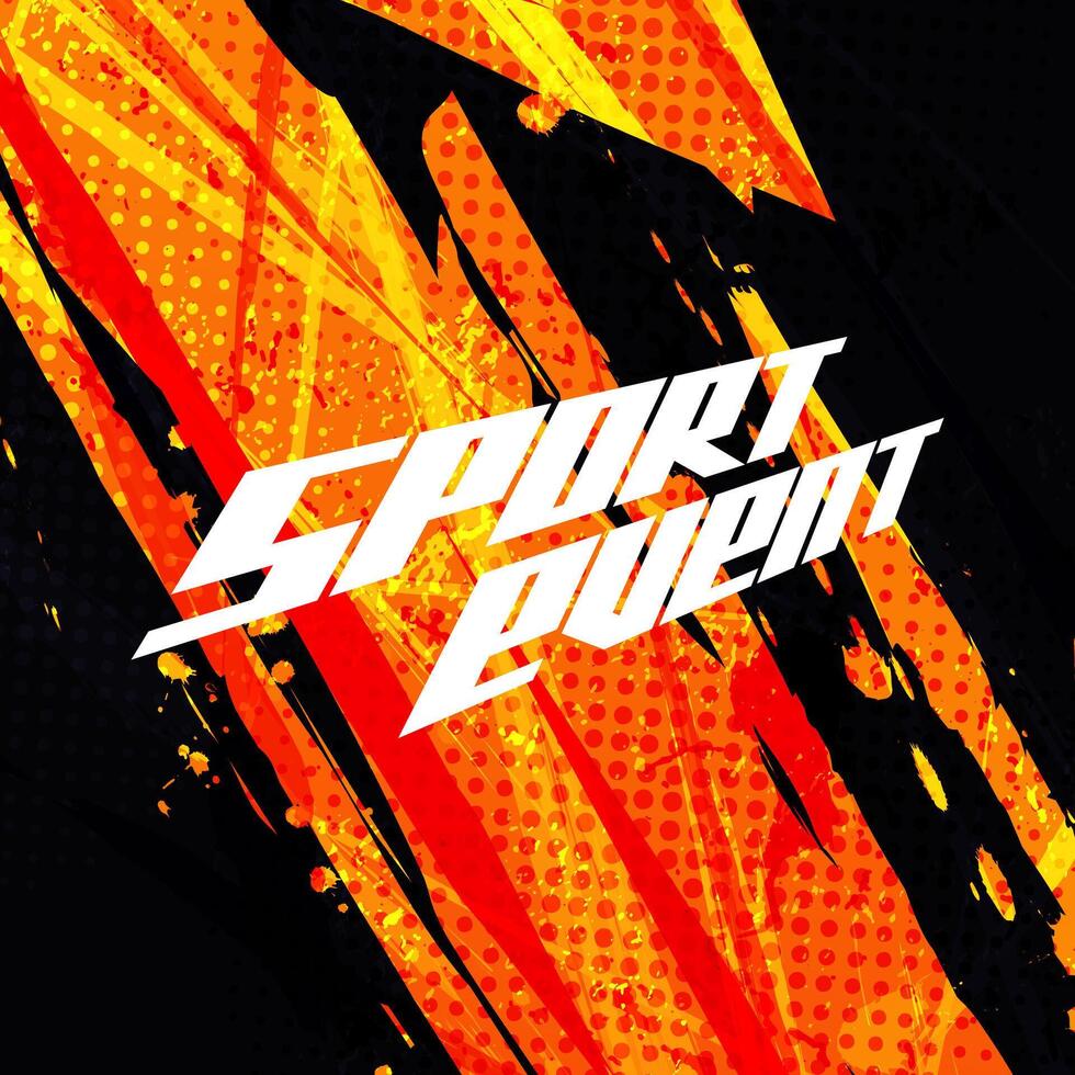 Abstract and Vibrant Sports Background with Orange Brush and Halftone Effect. Grunge Brushstroke Element for Poster or Banner Design vector