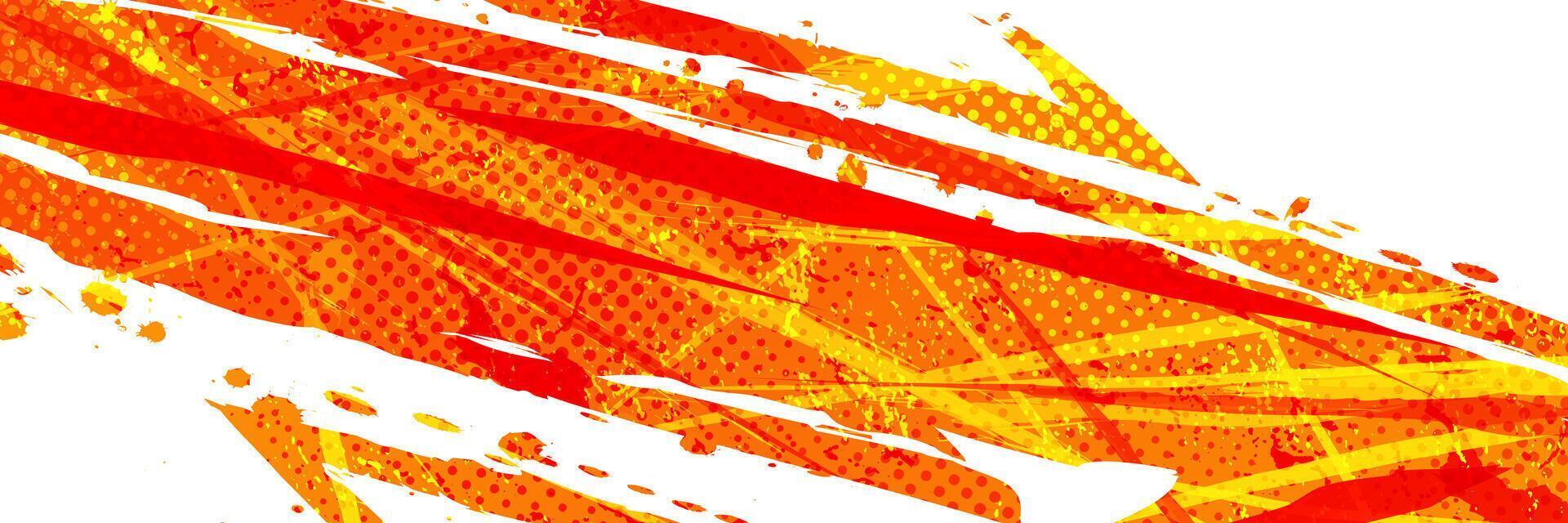 Abstract and Vibrant Sports Background with Orange Brush and Halftone Effect. Grunge Brushstroke Element for Poster or Banner Design vector