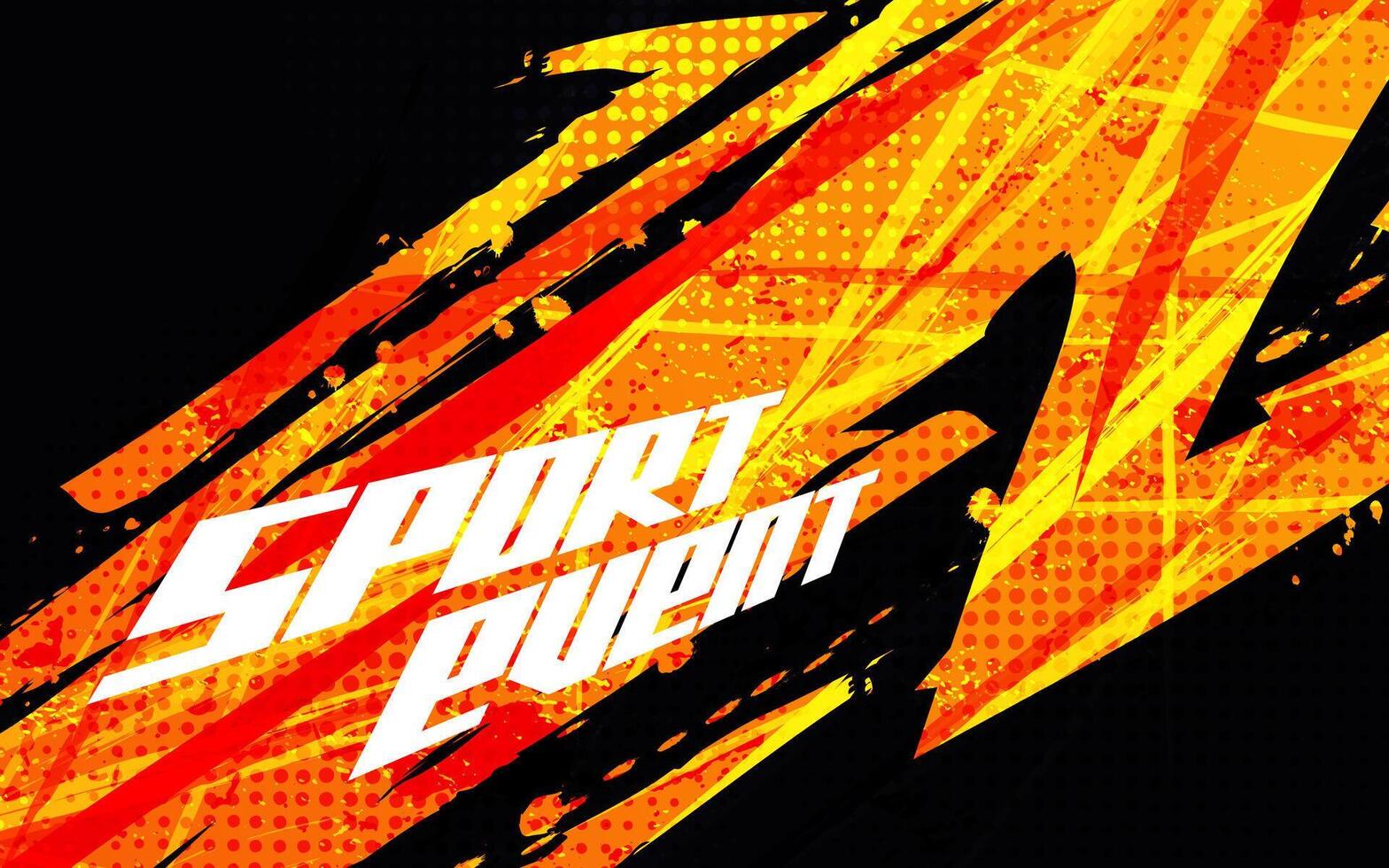 Abstract and Vibrant Sports Background with Orange Brush and Halftone Effect. Grunge Brushstroke Element for Poster or Banner Design vector