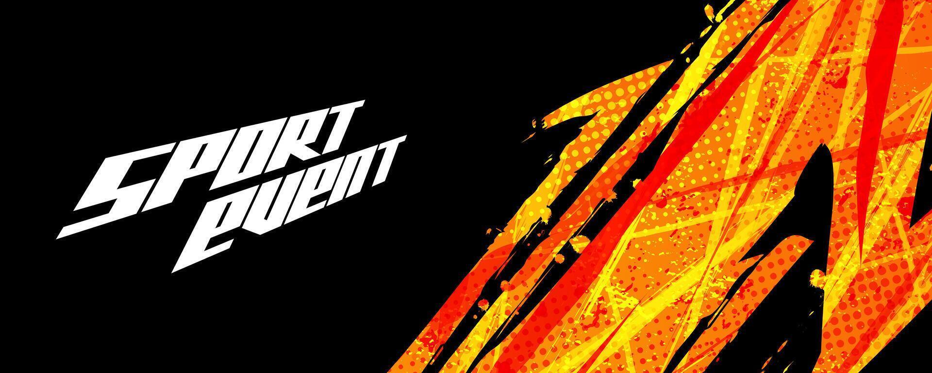 Abstract and Vibrant Sports Background with Orange Brush and Halftone Effect. Grunge Brushstroke Element for Poster or Banner Design vector