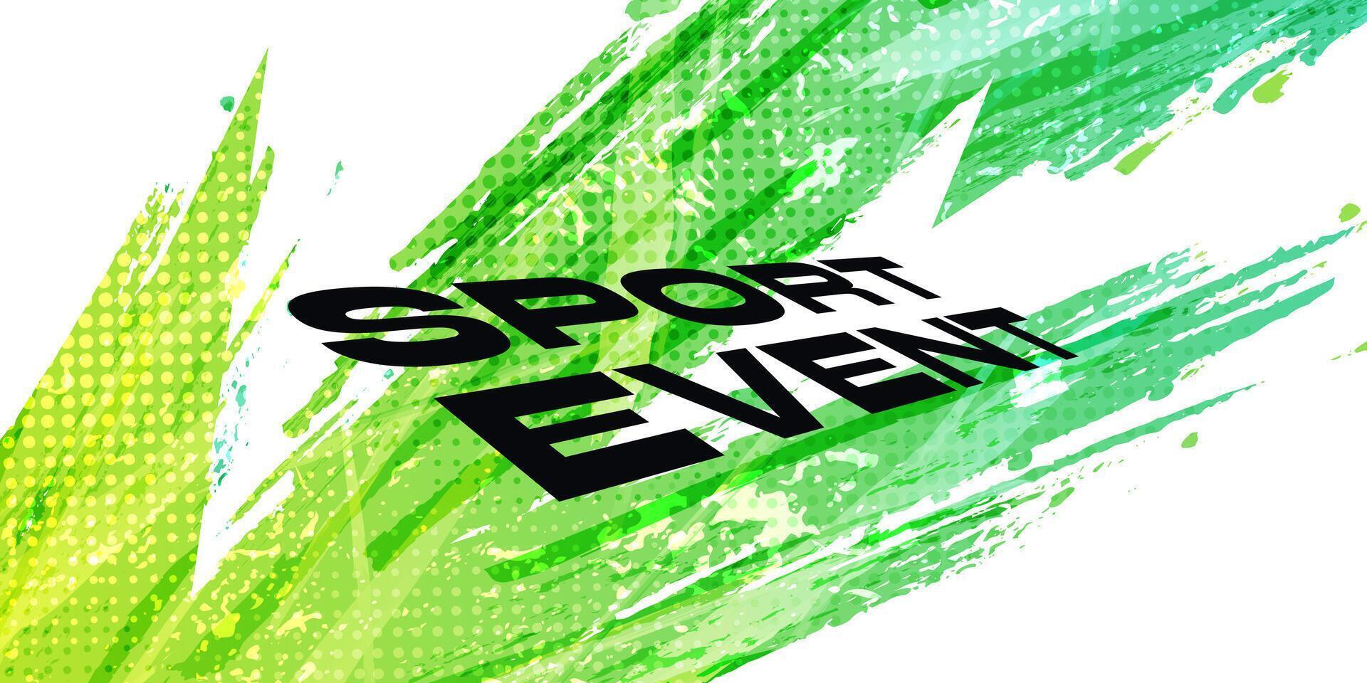 Abstract and Vibrant Sports Background with Green Brush and Halftone Effect. Grunge Brushstroke Element for Poster or Banner Design vector