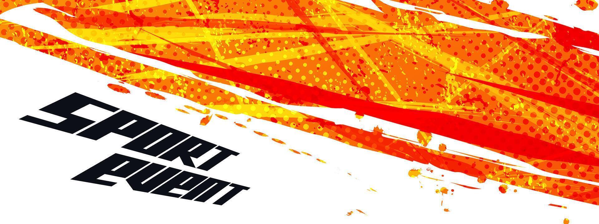 Abstract and Vibrant Sports Background with Orange Brush and Halftone Effect. Grunge Brushstroke Element for Poster or Banner Design vector