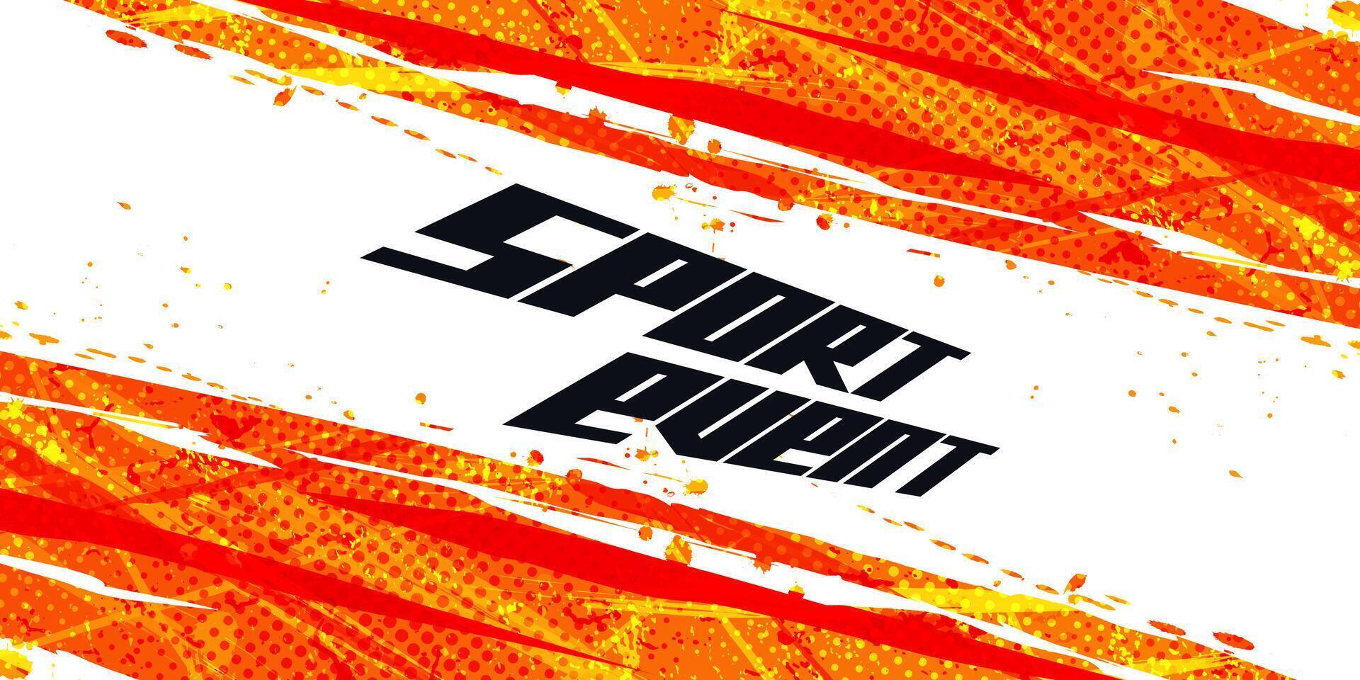 Abstract and Vibrant Sports Background with Orange Brush and Halftone Effect. Grunge Brushstroke Element for Poster or Banner Design vector