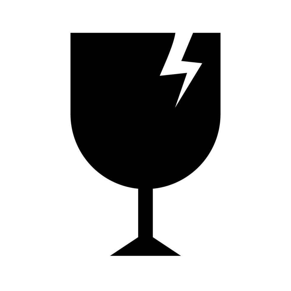 Broken glass silhouette icon. Fragile icon. vector
