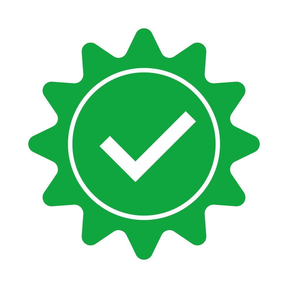 Pop green check mark icon. Emphased authentication sign. vector