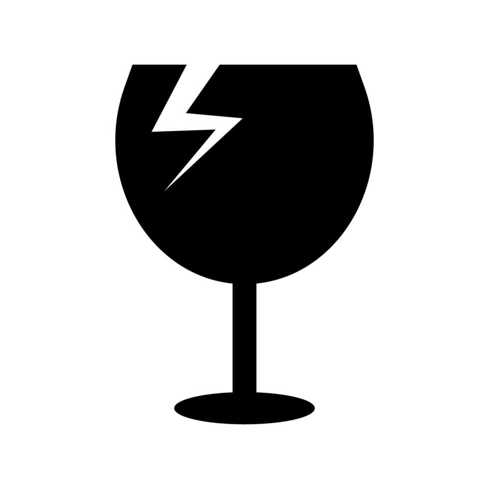 Broken wine glass silhouette icon. vector