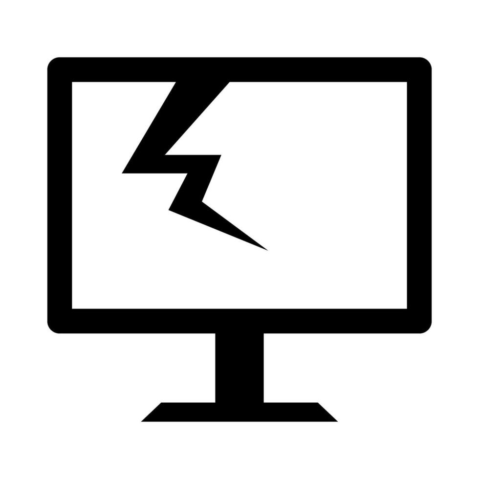 Cracked screen desktop PC icon. vector