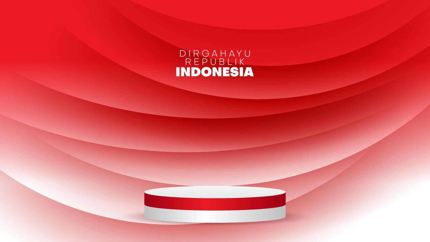 indonesian independence day background with red and white 3d podium vector
