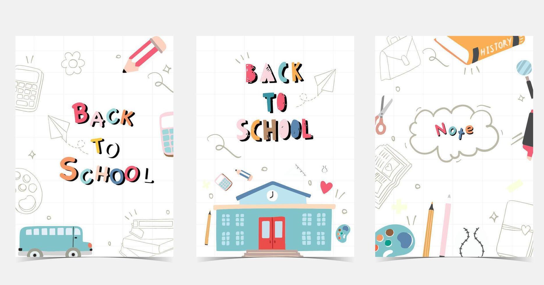 back to school background with stationery for a4 vertical design vector