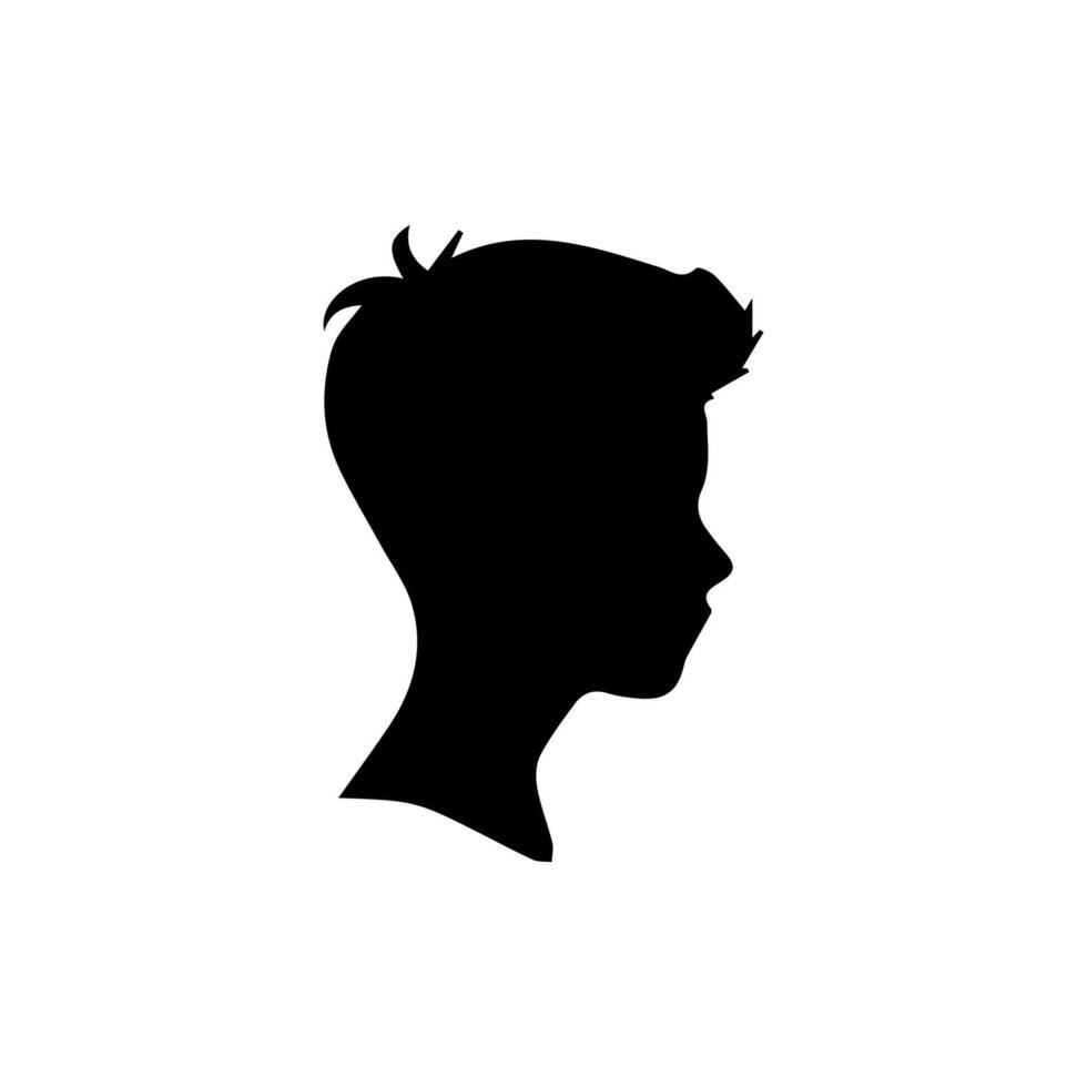 Silhouette of a boy. The side of the child's head. vector