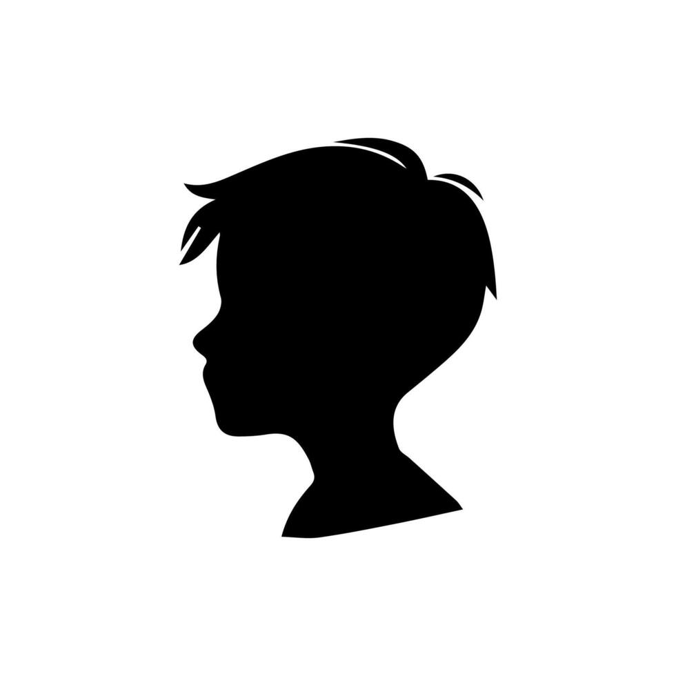 Silhouette of a boy. The side of the child's head. vector
