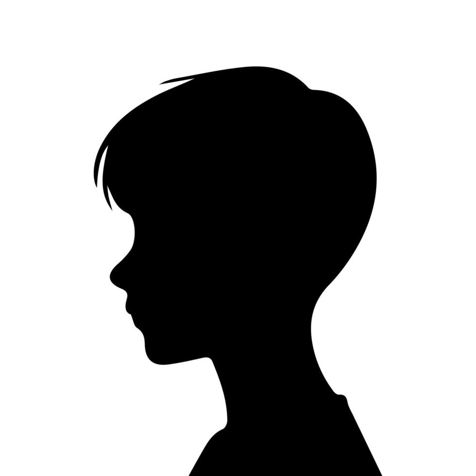 Silhouette of a boy. The side of the child's head. vector