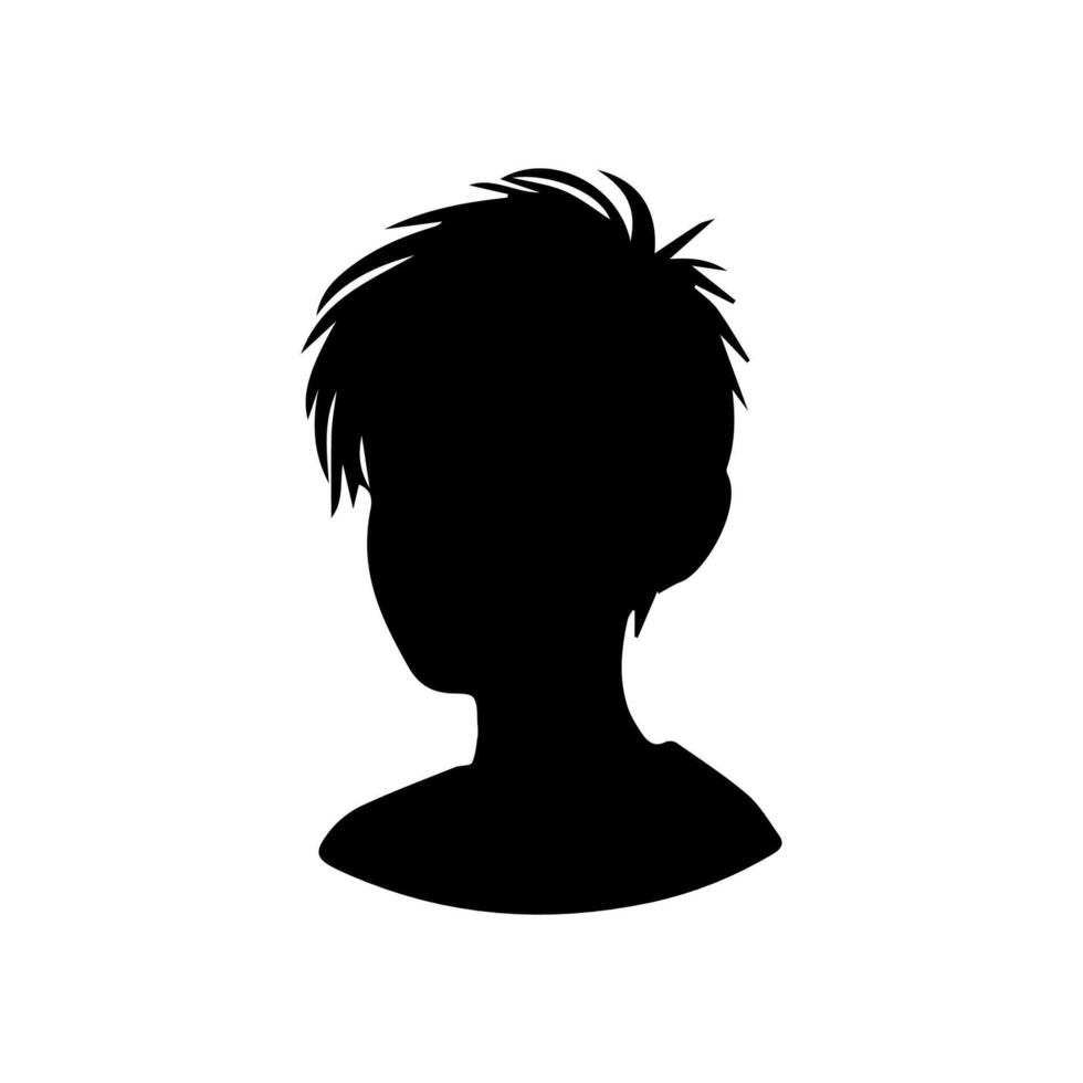Silhouette of a boy. The side of the child's head. vector