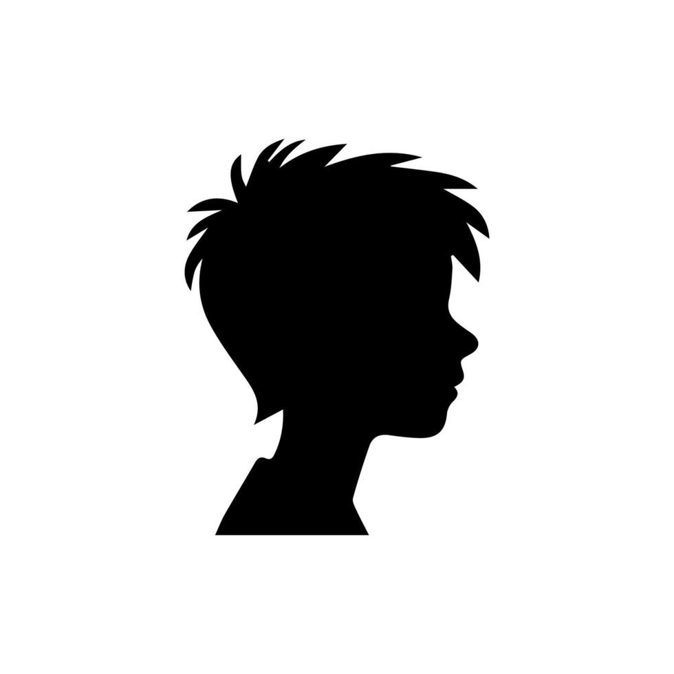 Silhouette of a boy. The side of the child's head. vector