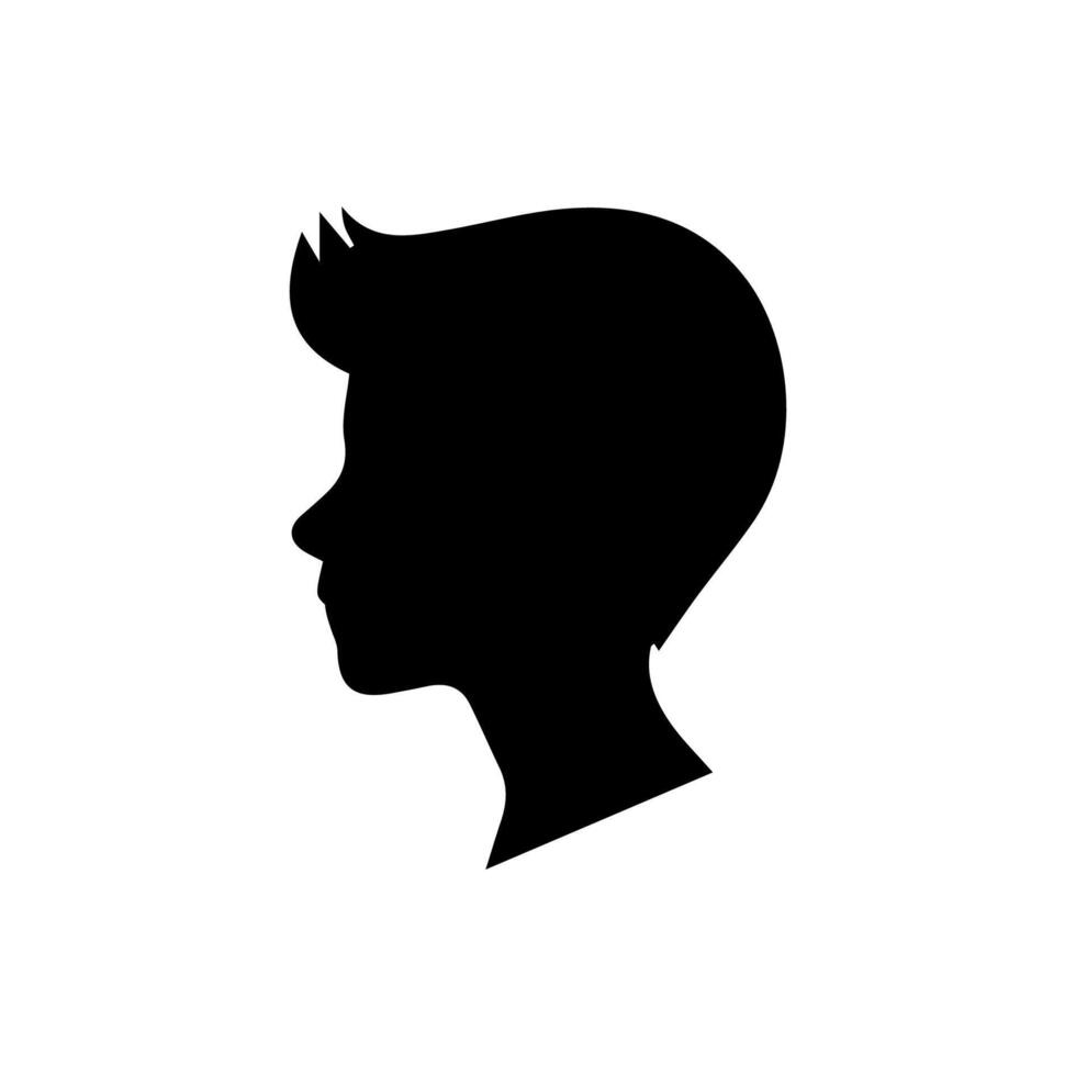 Silhouette of a boy. The side of the child's head. vector