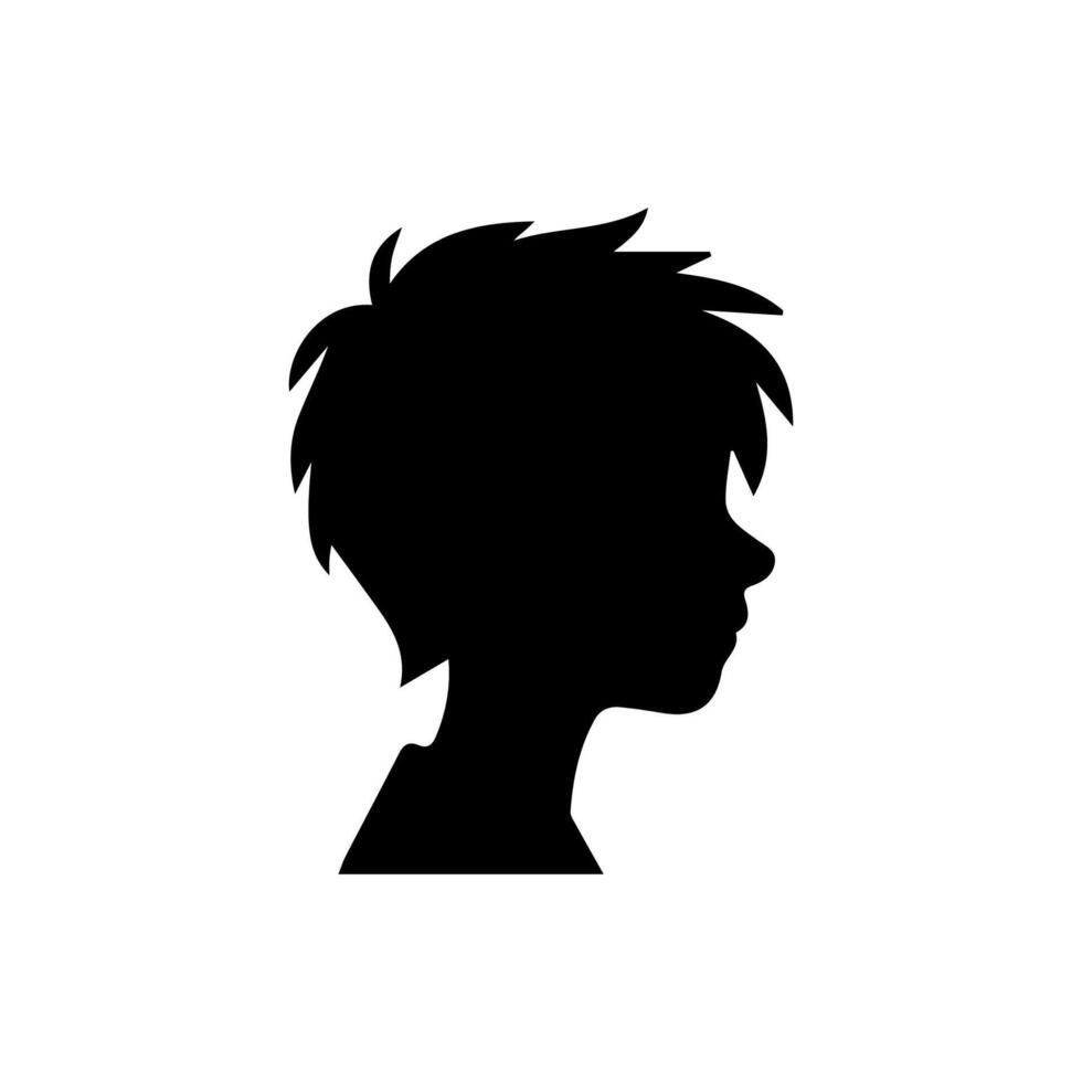 Silhouette of a boy. The side of the child's head. vector