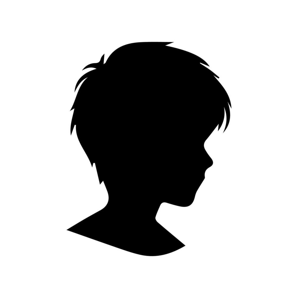 Silhouette of a boy. The side of the child's head. vector