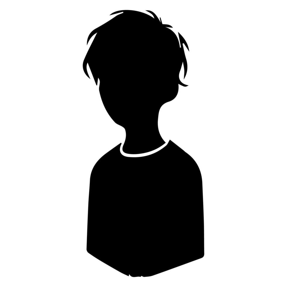 Silhouette of a boy. The side of the child's head. vector