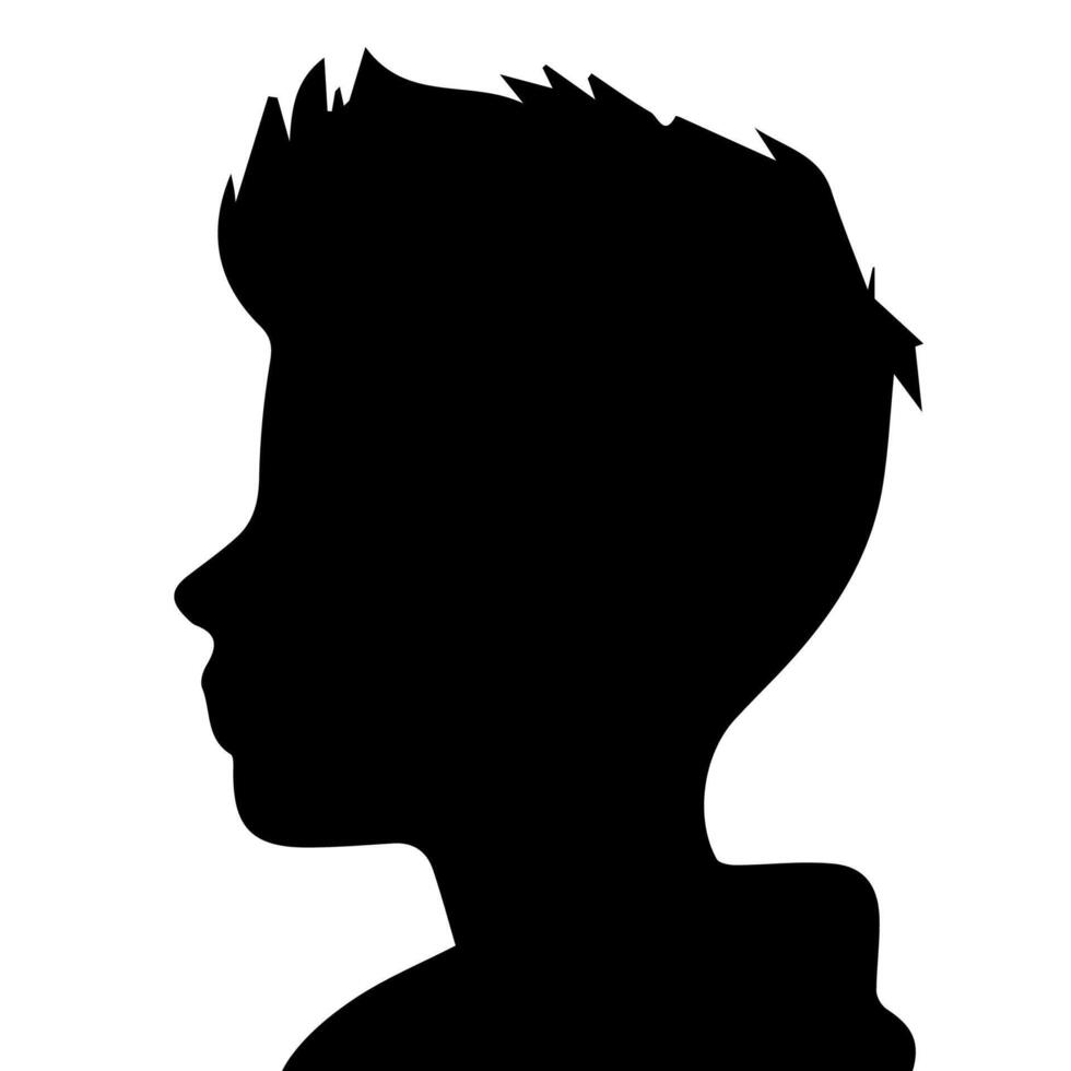 Silhouette of a boy. The side of the child's head. vector