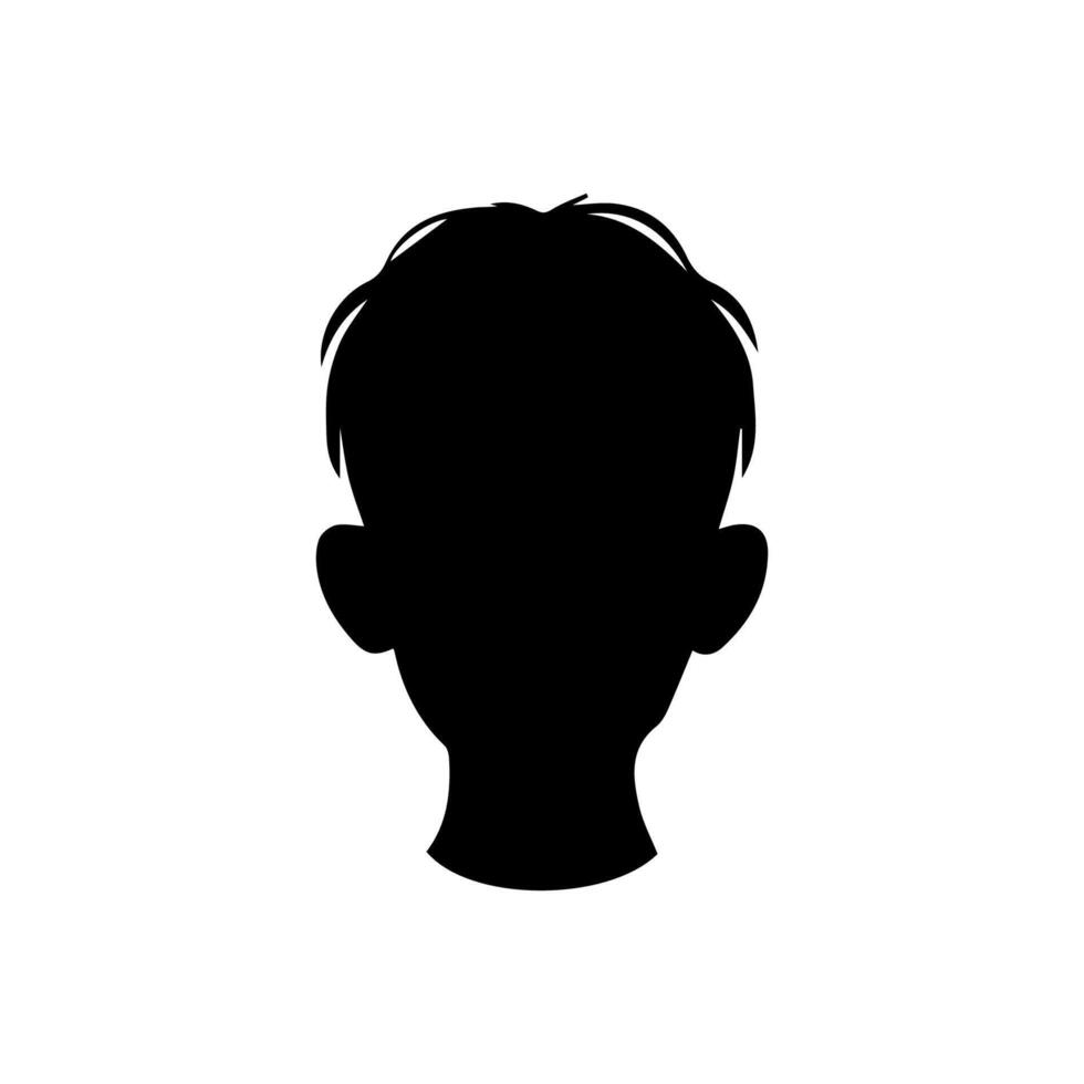 Silhouette of a boy. The side of the child's head. vector