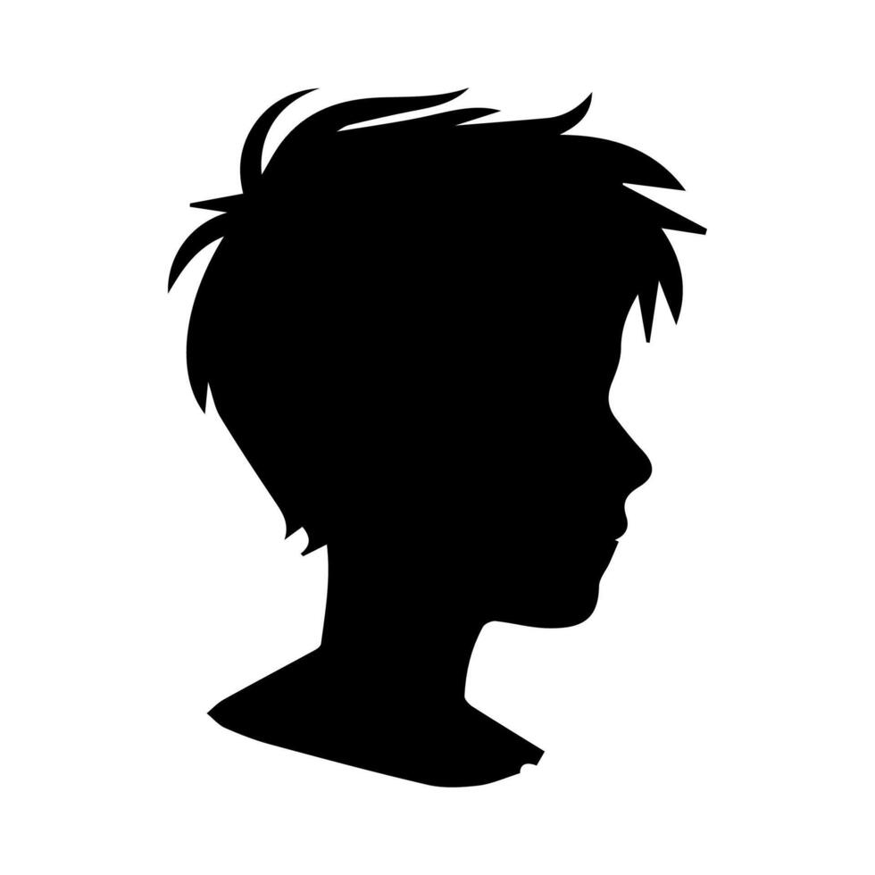 Silhouette of a boy. The side of the child's head. vector