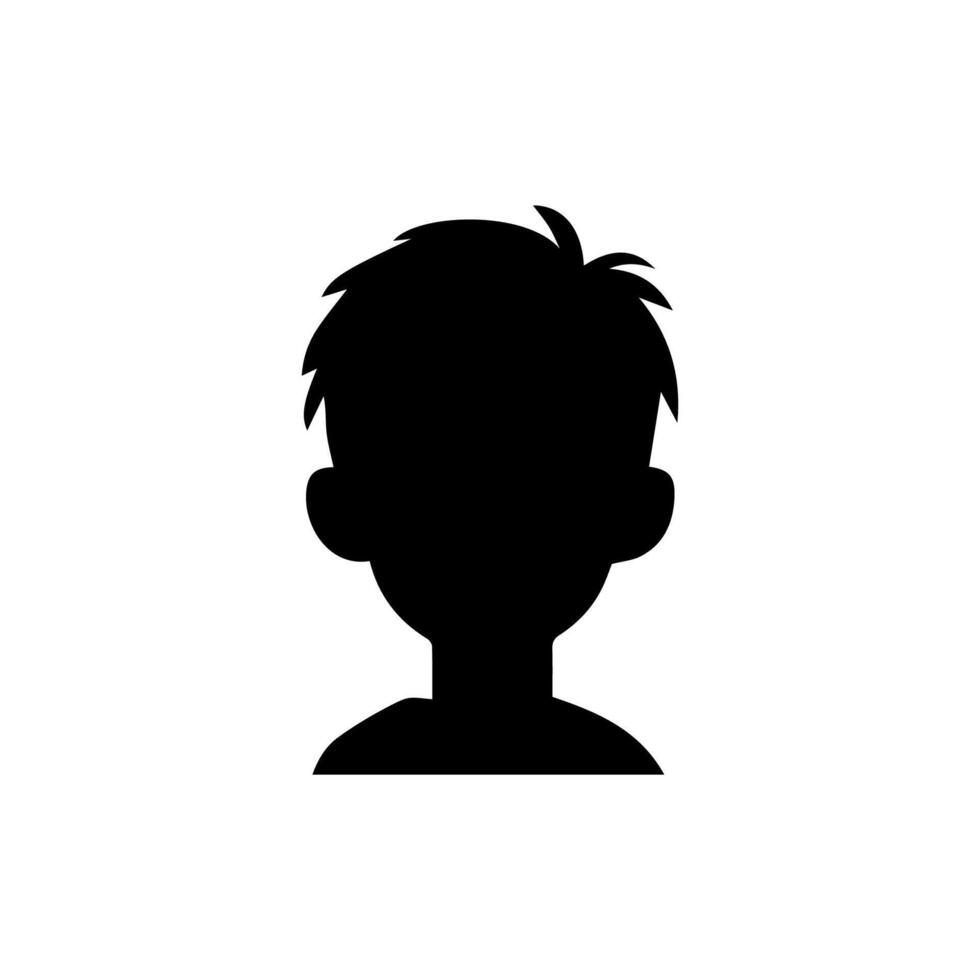Silhouette of a boy. The side of the child's head. vector