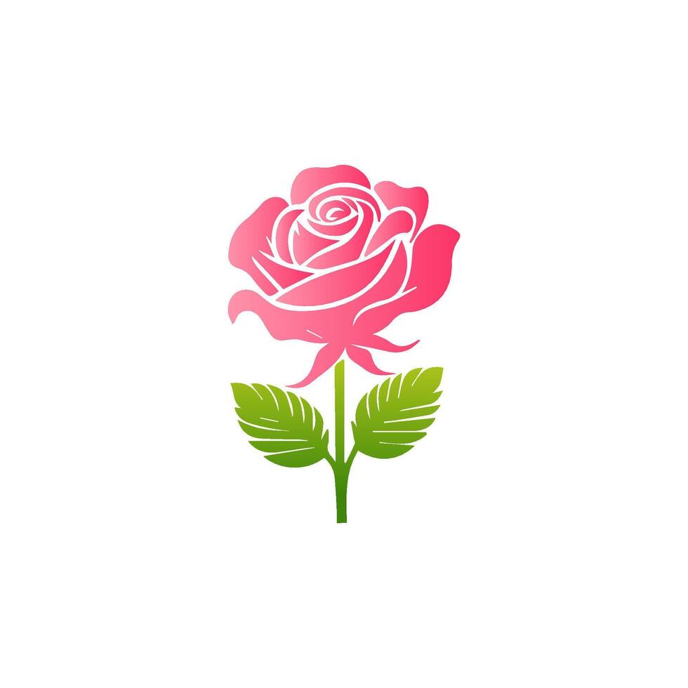 Pink rose flowers, floral decorated with gorgeous multicolored blooming flowers and leaves border. Spring botanical flat illustration on white background vector