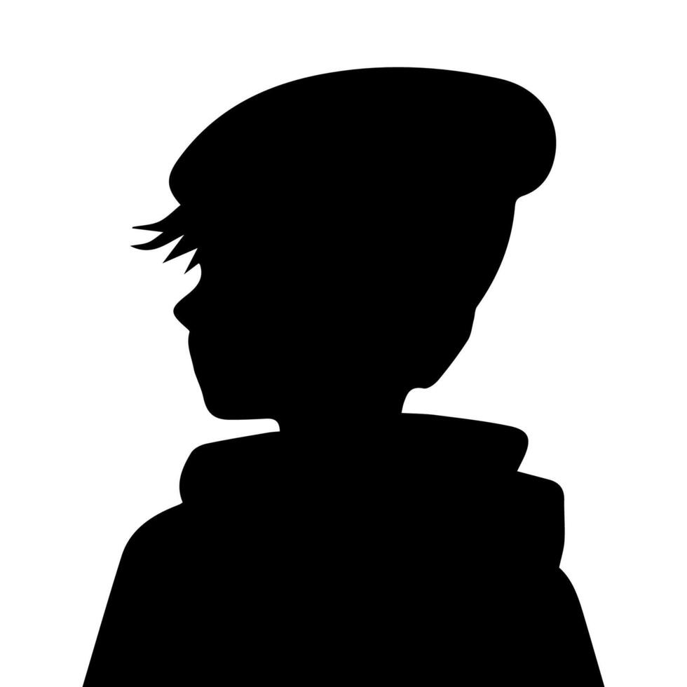 Silhouette of a boy. The side of the child's head. vector