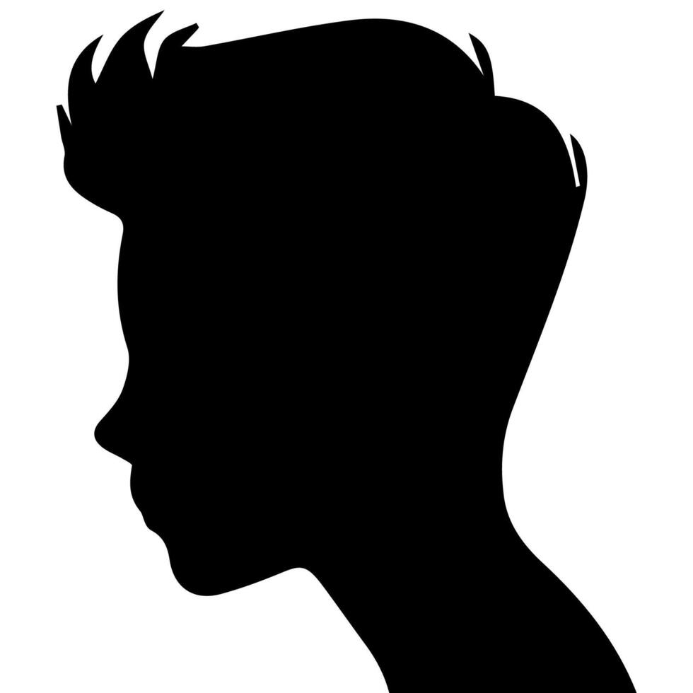 Silhouette of a boy. The side of the child's head. vector