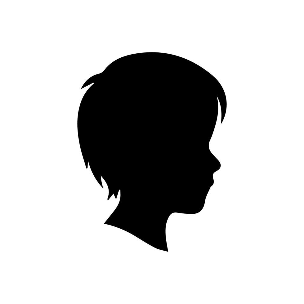 Silhouette of a boy. The side of the child's head. vector