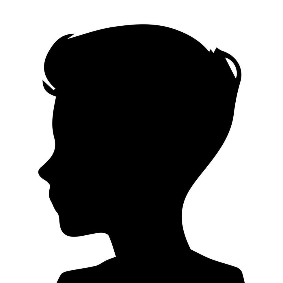 Silhouette of a boy. The side of the child's head. vector