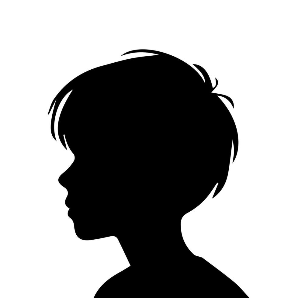 Silhouette of a boy. The side of the child's head. vector