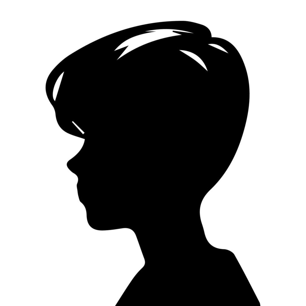 Silhouette of a boy. The side of the child's head. vector