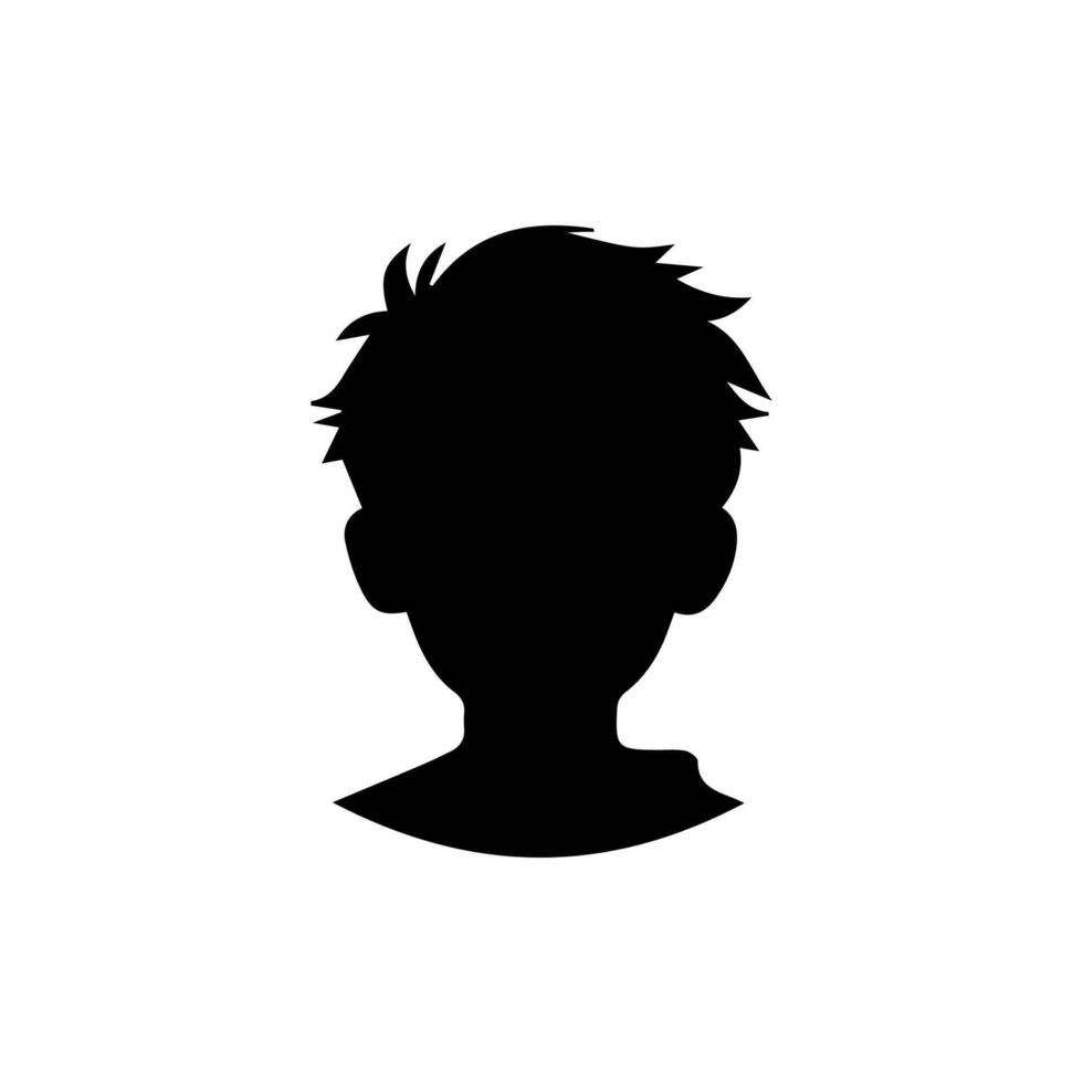 Silhouette of a boy. The side of the child's head. vector