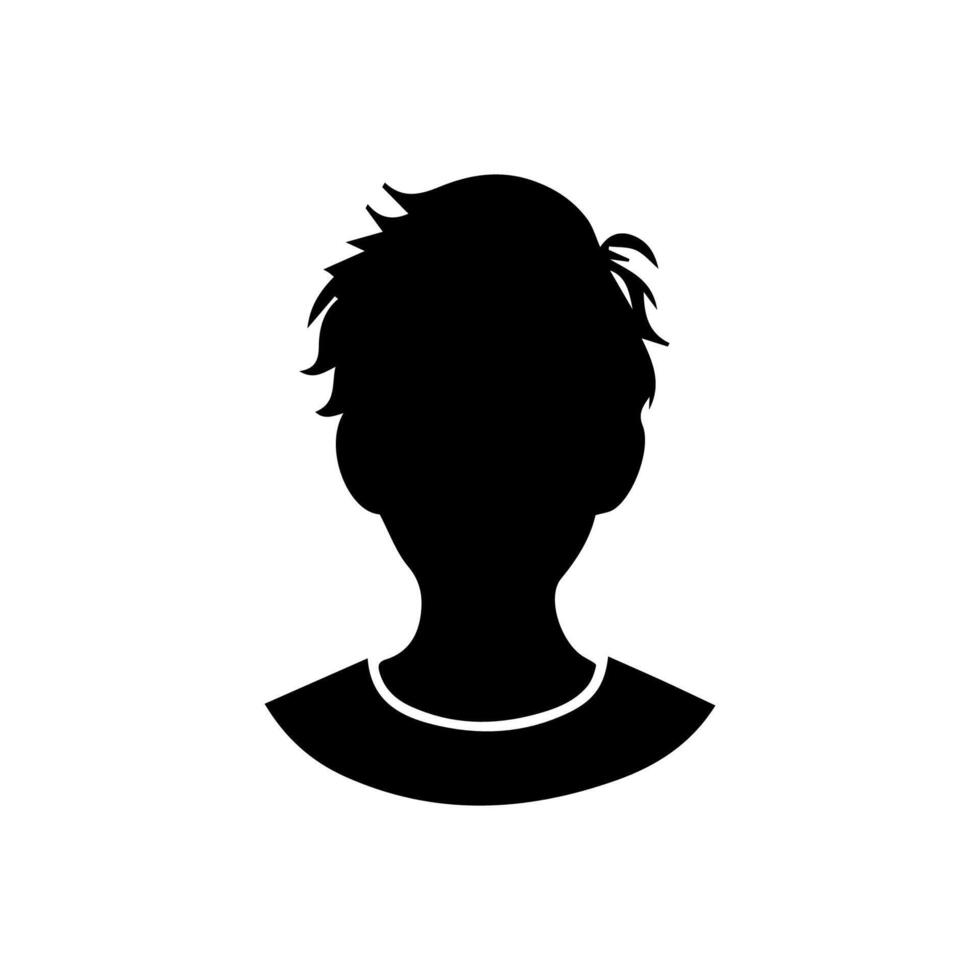Silhouette of a boy. The side of the child's head. vector